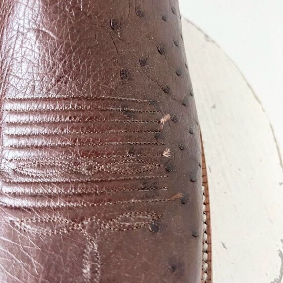 Rod Patrick Mens Cowboy Boots Size 12AA Brown Smooth Ostrich Western Square Toe - Picture 8 of 15